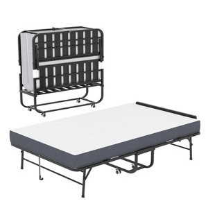 KWPZQEB Folding Bed with Mattress for Adults, Twin Size, Portable Foldable Bed with Luxurious Memory Foam Mattress & Metal Frame, Fold Up & Hideaway - 1 of 4
