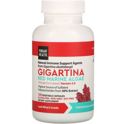 Vibrant Health Gigartina, Red Marine Algae, Version 2.0, 120 Vegetable Capsules, Herbal Supplements