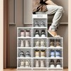 12 Pack Shoe Storage Box, Plastic Stackable Shoe Organizer for Closet, Space Saving Foldable Shoe Rack Sneaker Container Bin Holder - 3 of 4