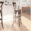 Merrick Lane Wooden Modern Farmhouse Cross Back Bar Stool with Dark Antique Finish and Beige Cushion - 3 of 4