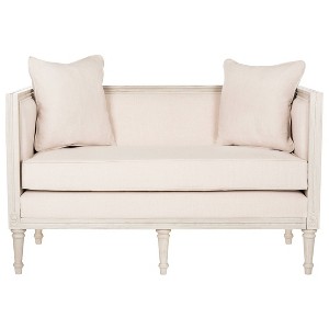 Leandra French Country Settee - Beige/Rustic Gray - Safavieh , Beige / Rustic Gray