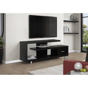 60" Laminate TV Stand with Center Pedestal and Storage Drawern TV Console with Art-Deco Design and Spacious Multi-Level Tops - 1 of 4