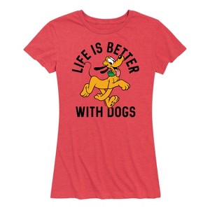 Women's - Disney - Pluto Life Is Better With Dogs Short Sleeve Graphic T-Shirt - 1 of 4