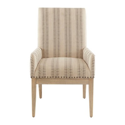 Set of 2 Natural Linen High Back Dining Armchairs