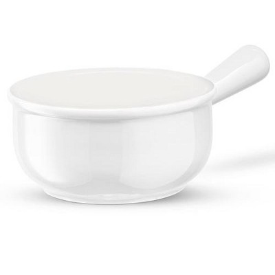 White Ceramic French Onion Soup Crocks with Handles, Set of 4