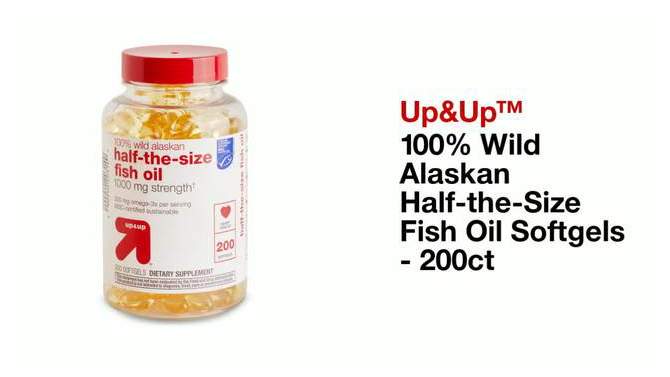 100% Wild Alaskan Half-the-Size Fish Oil Softgels - 200ct - up &#38; up&#8482;, 2 of 6, play video