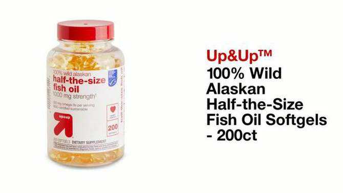 100% Wild Alaskan Half-the-Size Fish Oil Softgels - 200ct - up &#38; up&#8482;, 2 of 6, play video