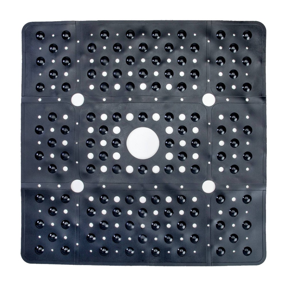 Photos - Bath Mat XL Non-Slip Square Shower Mat with Center Drain Hole Black - Slipx Solutio