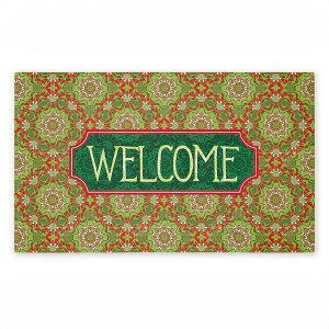 Stupell Industries Green Fractal Kaleidoscope Welcome Printed Outdoor Door Mat, design by Tim Coffey, 18"x30" - 1 of 4
