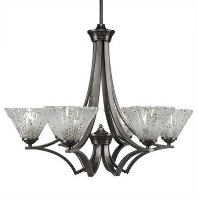 Toltec Lighting Zilo 6 - Light Chandelier in  Graphite with 7" Italian Ice Shade