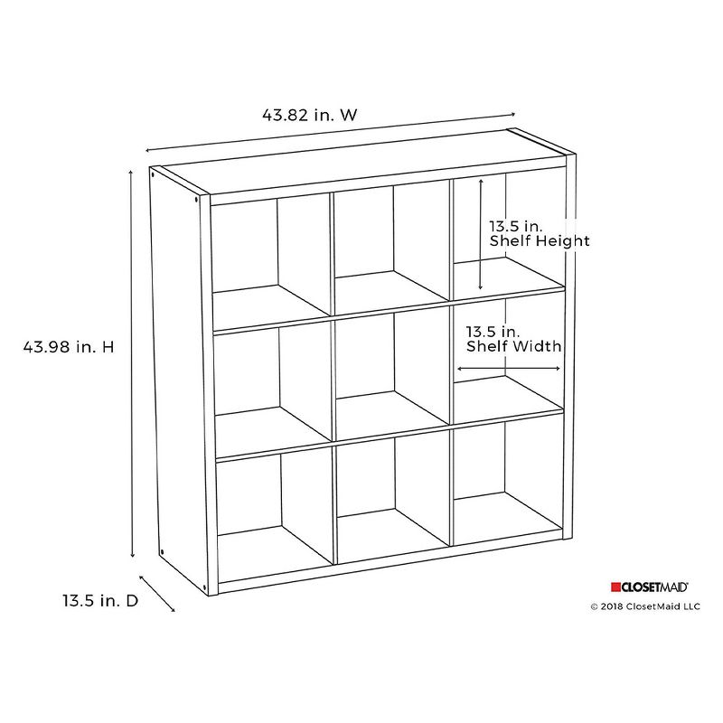 ClosetMaid 459000 Heavy Duty Decorative Bookcase Open Back 9-Cube Storage Organizer, Graphite Gray (2 Pack), 5 of 6