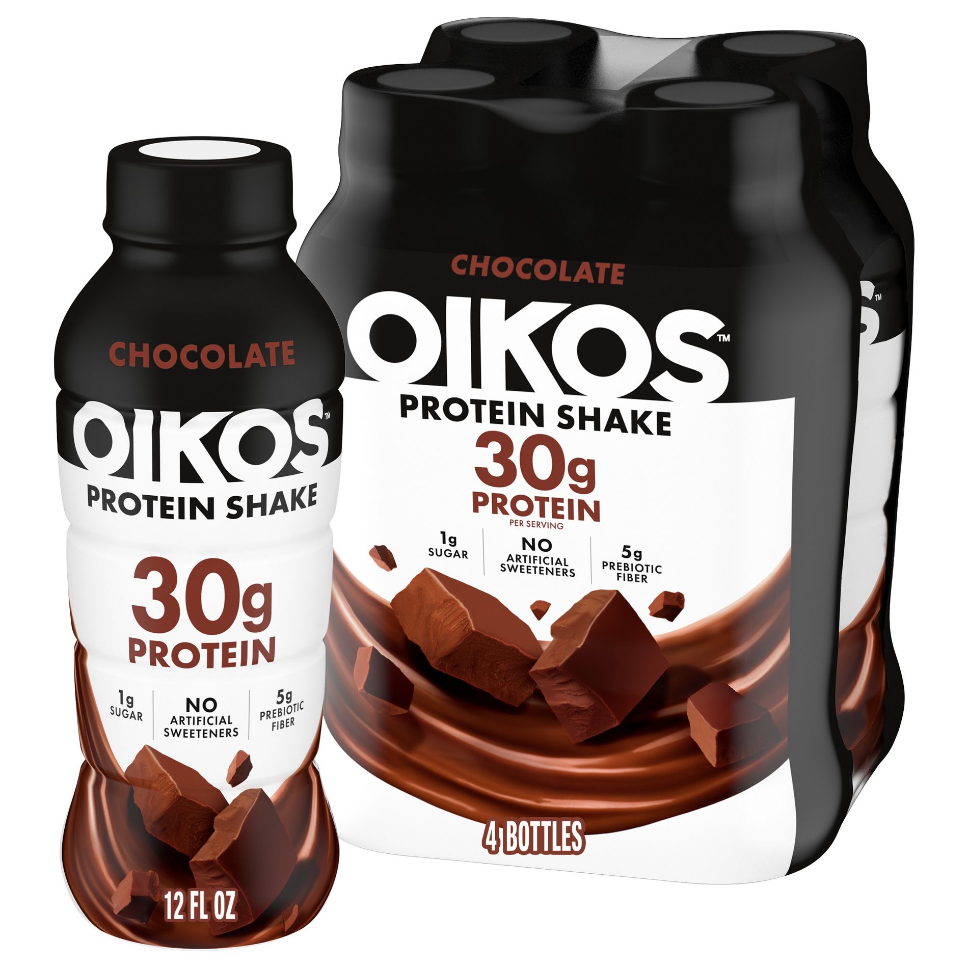 OIKOS Chocolate Non-Caffeinated Casein Protein Shakes - 4pk/ 12 fl oz - Bottle