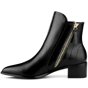BLISSFUL STEP Women's Classic Low Heeled Pointy Toe Short Ankle Booties - 1 of 3