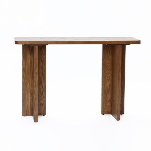 LuxenHome 46'' Wide Wood Console Table in Walnut Finish, Modern Entryway Table with Fluted Legs, Narrow Sofa Tables for Living Room Brown - 1 of 4