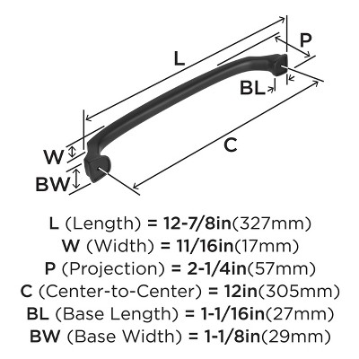 Black Bronze 12-Inch Traditional Appliance Pull with Mounting Hardware