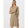 Allegra K Women's Knit Belted Round Neck Lantern Sleeves Casual Pleated Sweater Dresses - 2 of 4
