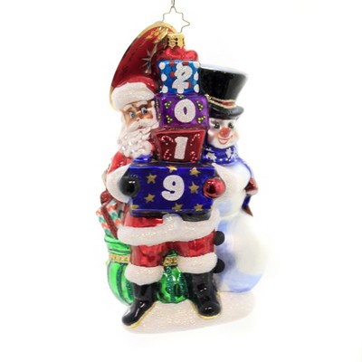Christopher Radko 7.0" 2019 Winter Friends Ornament Dated Santa Snowman  -  Tree Ornaments