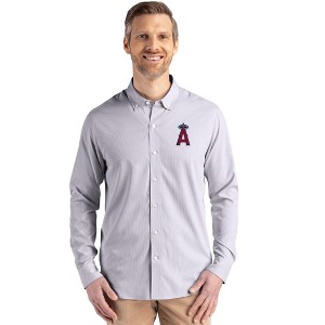 Los Angeles Angels Cutter & Buck Skyline Epic Confidence Recycled Pinstripe Mens Long Sleeve Dress Shirt - Elemental Grey/White - 3X Large - 1 of 1