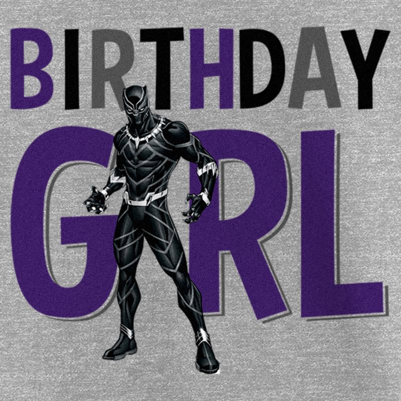 Girl's Marvel Birthday Girl Black Panther T-Shirt, 2 of 6