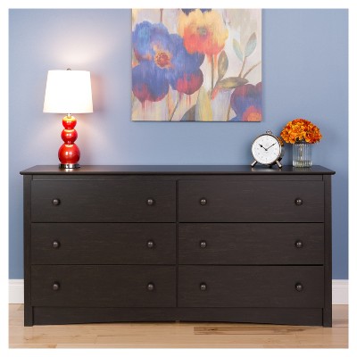 Washed Black Double Dresser with Extra Deep Drawers