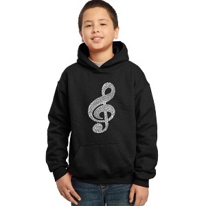 LA Pop Art Boy's Word Art Hooded Sweatshirt - Music Note - 1 of 4