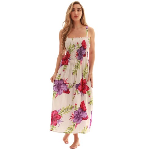 Just Love Floral Print Tube Sundress - Swimwear Cover Up Summer Dress ...