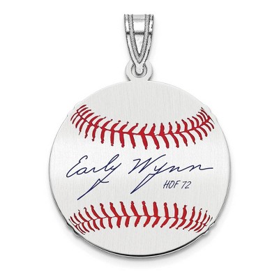 Black Bow Jewelry Sterling Silver Early Wynn Signature SM Enamel Baseball Pendant