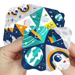 Big Dot of Happiness Blast Off to Outer Space - Rocket Ship Baby Shower or Birthday Party Cootie Game - Jokes and Dares Fortune Tellers - Set of 12 - 1 of 4