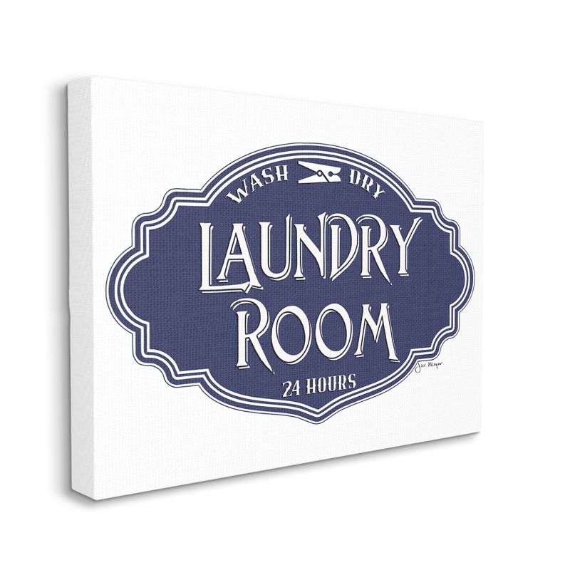 Stupell Industries Vintage Laundry Room Sign Minimal Blue White Gallery Wrapped Canvas Wall Art, 24 x 30, 1 of 5