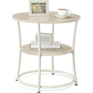 Side Table, 2-Tier Round End Table, Nightstand with Steel Frame for Small Spaces, Living Room, Bedroom - 1 of 4