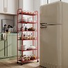 VYNXARIA 6 Tier Slim Rolling Storage Cart, Metal Mobile Shelving Unit with Wheels, Rack with Baskets for Kitchen,Bathroom,Office Laundry,Red - 2 of 4