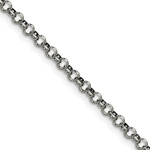 Black Bow Jewelry Men's 3.9mm Stainless Steel Polished Rolo Chain Necklace - 1 of 4
