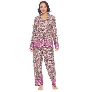 Casual Nights Women's Long Sleeve Rayon Button Down Pajama Set - 1 of 4