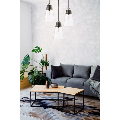 Wentworth Plated Bronze and Clear Glass Conical Pendant Light
