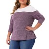 Agnes Orinda Women's Plus Size Color Block Knitted Crew Neck Long Sleeve Casual Pullover Blouse 2025 - 2 of 4
