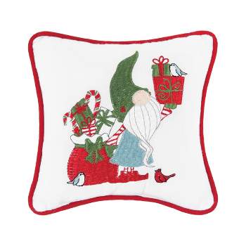C&F Home 10" x 10" Gnome Presents Embroidered Throw Cotton Petite Accent Pillow