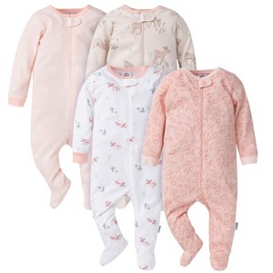 Gerber Baby Girls' 4-Pack Sleep 'N Plays - 1 of 4