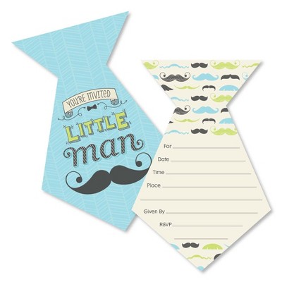 Big Dot of Happiness Dashing Little Man Mustache Party - Shaped Fill-in Invitations - Party Invitation Cards with Envelopes - Set of 12