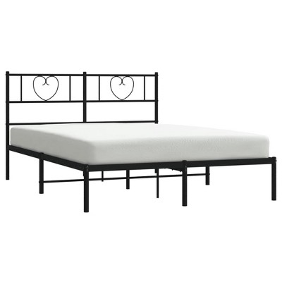 vidaXL Stylish Black Metal Bed Frame - Robust Design with Headboard, Under-Bed Storage