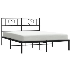vidaXL Stylish Black Metal Bed Frame - Robust Design with Headboard, Under-Bed Storage - 1 of 4