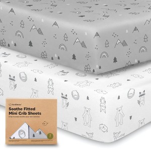 KeaBabies Mini Crib Sheets for Baby Girls, Boys, 2-Pack Soothe Pack and Play Sheets Fitted, Organic Pack N Play Mattress Sheet - 1 of 4