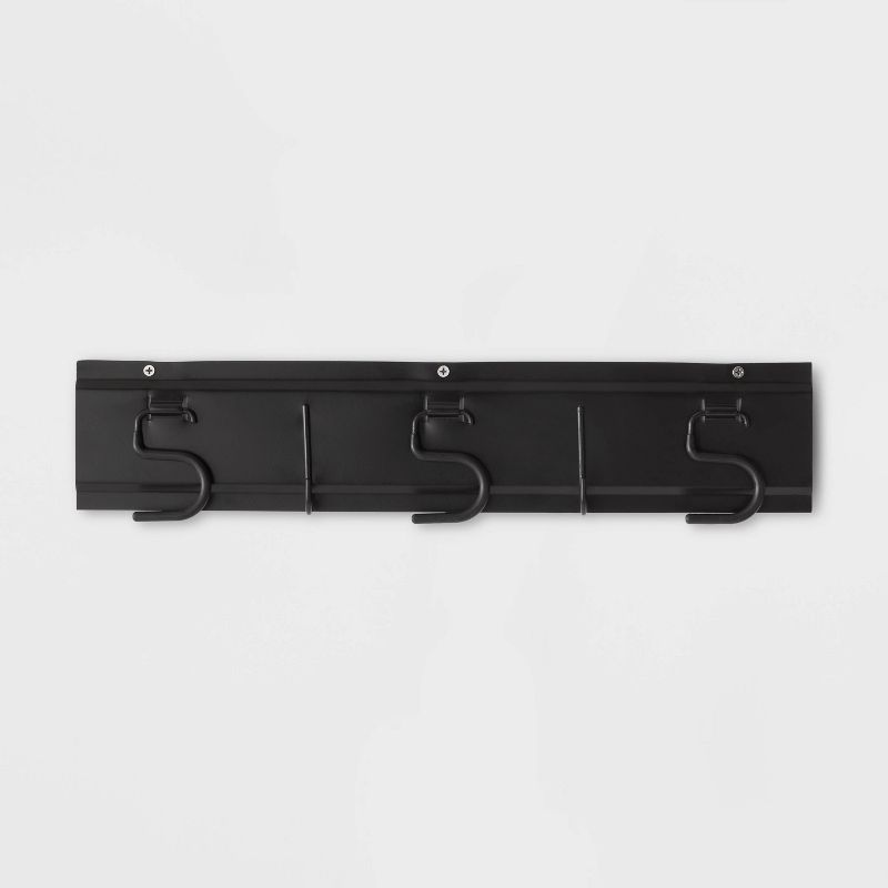 Wall Mounted Cleaning Tools Holder - Brightroom&#8482;: Metal Utility Rack, Space-Saving Design, Matte Black Finish, 1 of 5