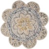 4' Beige Round Wool Floral Hand Tufted Area Rug - 4 of 4