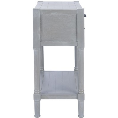 Gray Pine and Steel Console Table with Storage