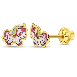 Girls' Simply Unicorn Screw Back 14k Gold Earrings - In Season Jewelry - 1 of 4