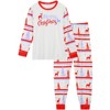cheibear Christmas Sleepwear Long Sleeve Tee with Pants Lounge Holiday Family Pajama Sets Red-White - 2 of 4