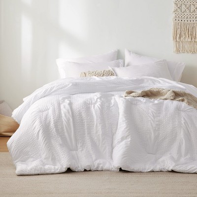 Cozy Comfort Sage Green Queen Size Comforter Set - Bed in a Bag 7 Pieces Stripes Seersucker Bedding Set, Soft Lightweight Down Alternative Comforter,