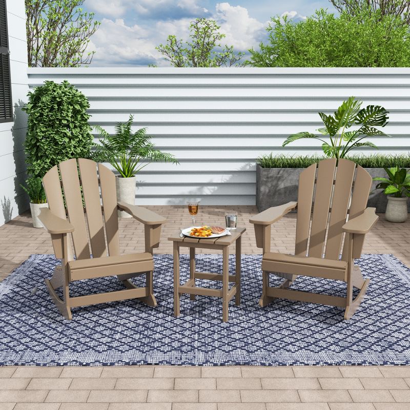 WestinTrends 3 Piece set Outdoor Patio Poly Adirondack rocking chairs with side table, 2 of 12