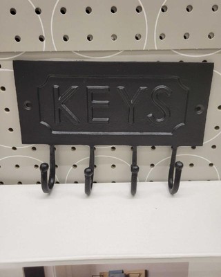 Cast Aluminum Key Sign With Hooks Black Threshold Elegant Entryway Welcome Display 4 hook Organizer Target