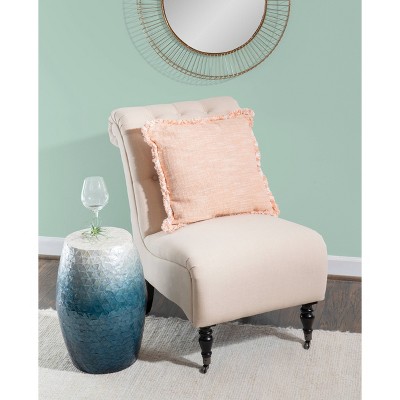 Ombre Blue and Off-White Capiz Shell Round Drum Table
